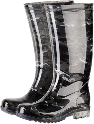 FENIKUSU Men's Waterproof Rain Boots Camouflage Antiskid Mid-top Garden Kitchen Shoes Rubber Water Shoes