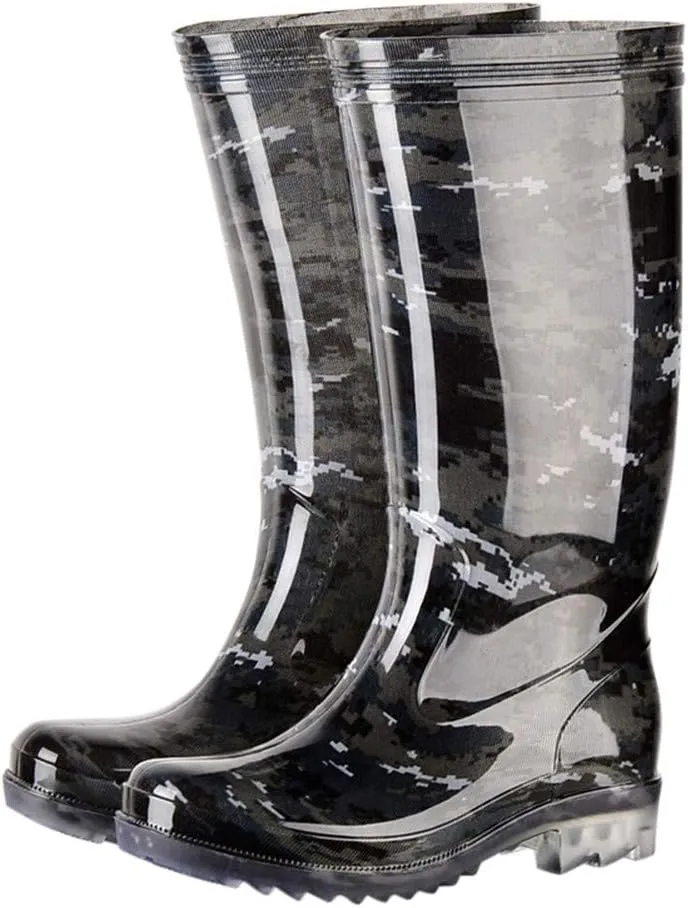 FENIKUSU Men's Waterproof Rain Boots Camouflage Antiskid Mid-top Garden Kitchen Shoes Rubber Water Shoes