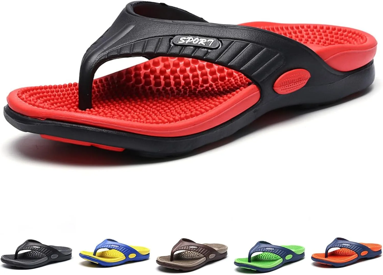 Flip Flops for Men & Women Lightweight Acupressure Sandals Massage Slippers, Summer Breathable Beach Shoes with Arch Support,Outdoor Casual Relief Plantar Fasciitis Heel Slippers Unisex