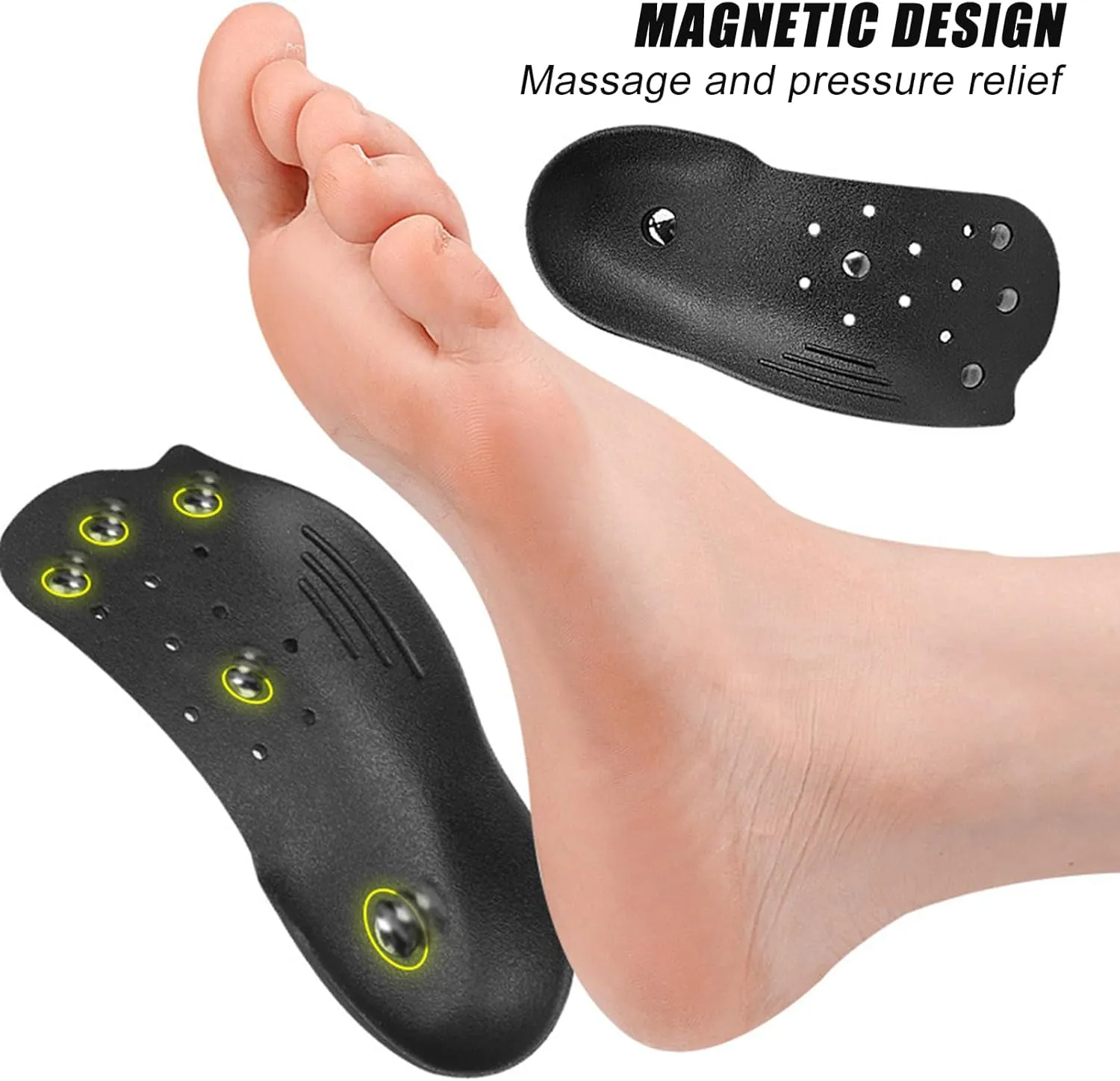 Foot Support Insoles - Magnetic Arch Support Massage Insole | Foot Massage Insert, Magnetic Insole, Orthopedic Massaging Shoe Inserts for Girls Men Teens Youth Athletes