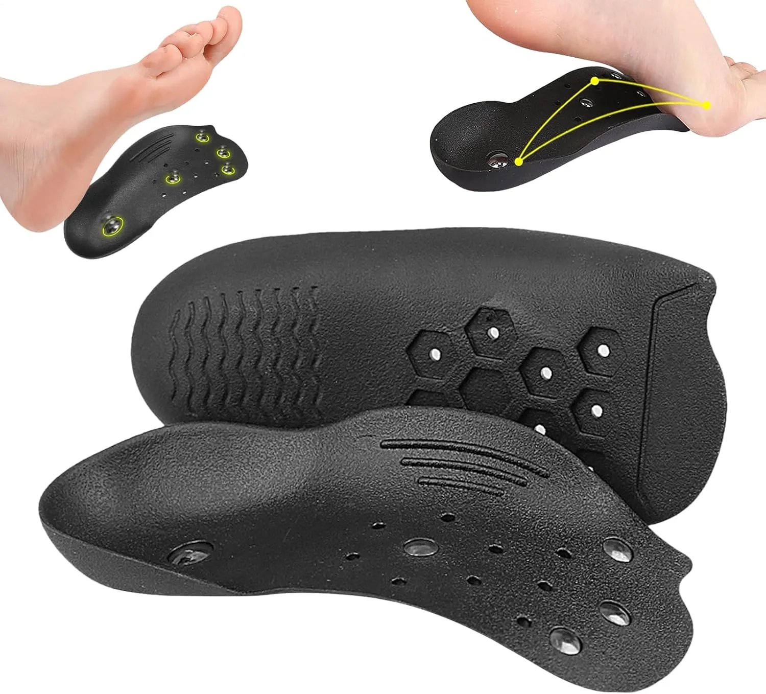 Foot Support Insoles - Magnetic Arch Support Massage Insole | Foot Massage Insert, Magnetic Insole, Orthopedic Massaging Shoe Inserts for Girls Men Teens Youth Athletes