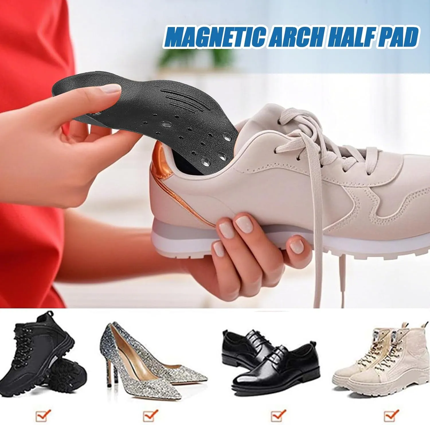 Foot Support Insoles - Magnetic Arch Support Massage Insole | Foot Massage Insert, Magnetic Insole, Orthopedic Massaging Shoe Inserts for Girls Men Teens Youth Athletes