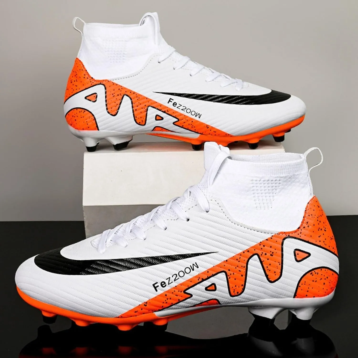 Football Cleats Breathable Wide Fit, Soccer Cleats Shock Resistant Athletic Ground Unisex-Adult Sport Training