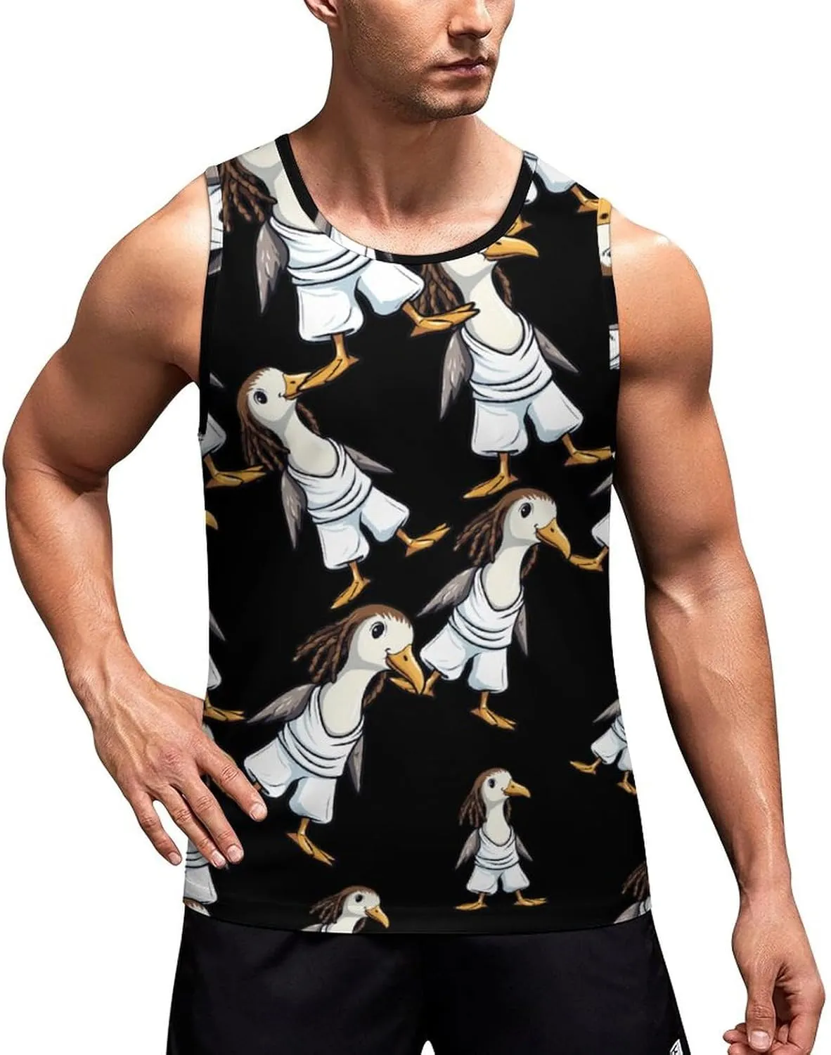 Funny Gooses Summer Men's Tank Tops Quick Dry Sleeveless Vest Workout T-Shirts Muscle Tee