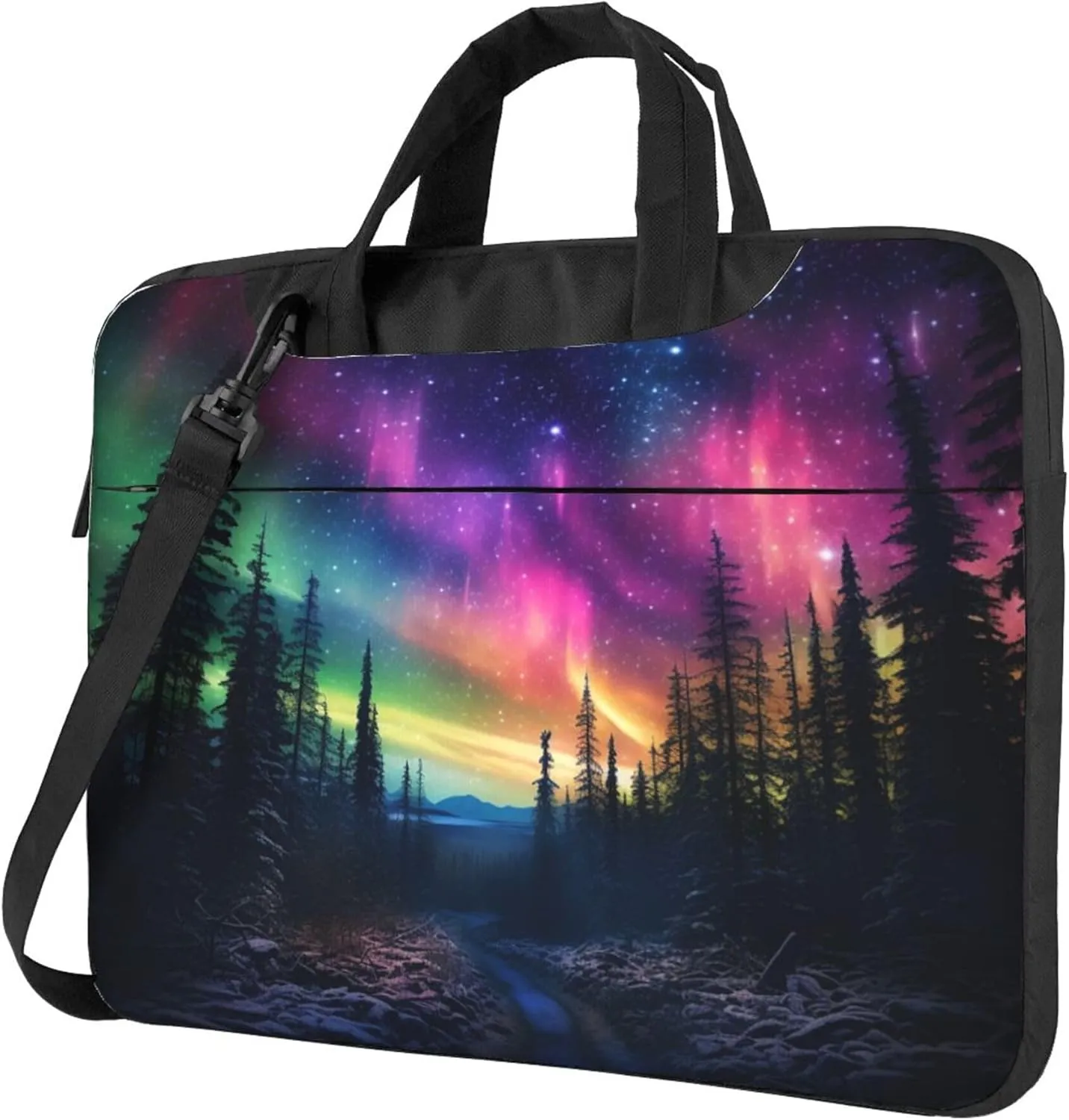 Galaxy Forest Light Laptop Shoulder Bag for Women, Starry Night Laptop Sleeve Case Durable Computer Bag