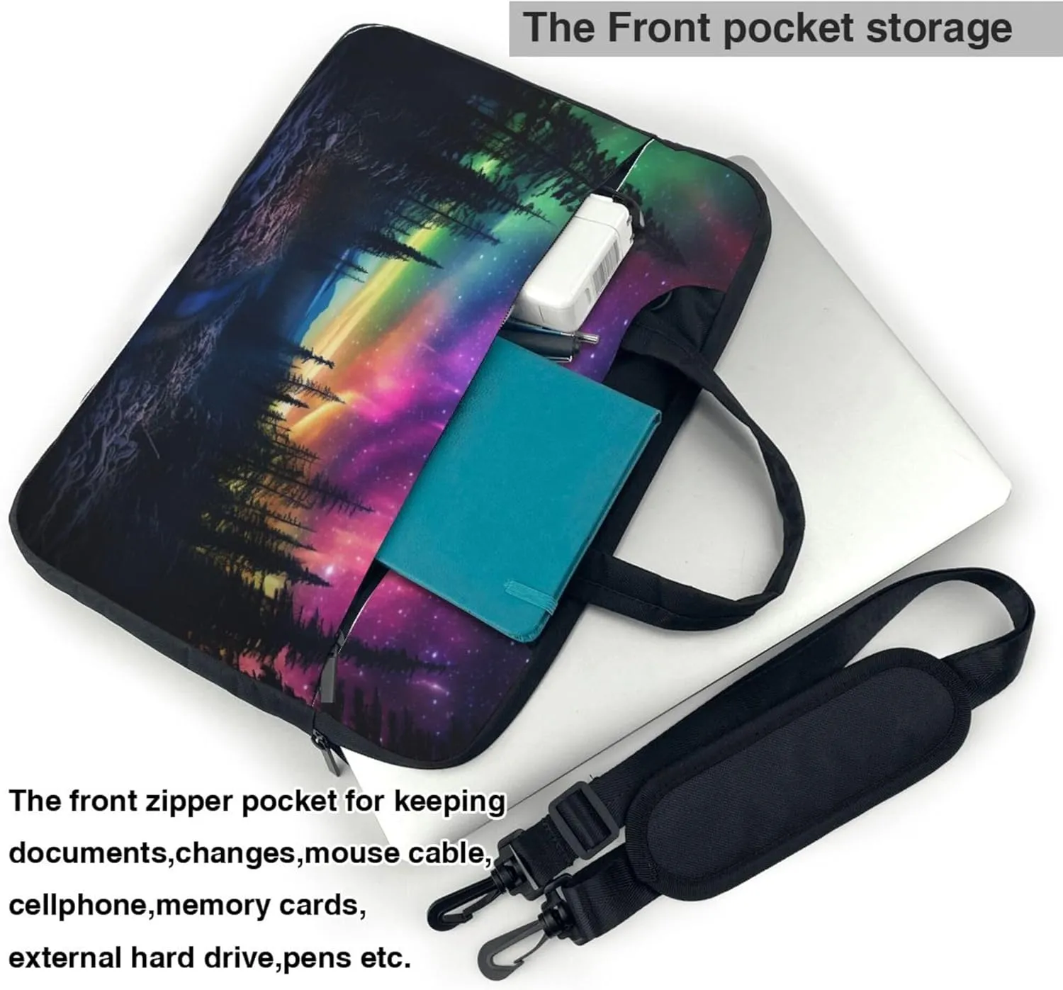 Galaxy Forest Light Laptop Shoulder Bag for Women, Starry Night Laptop Sleeve Case Durable Computer Bag