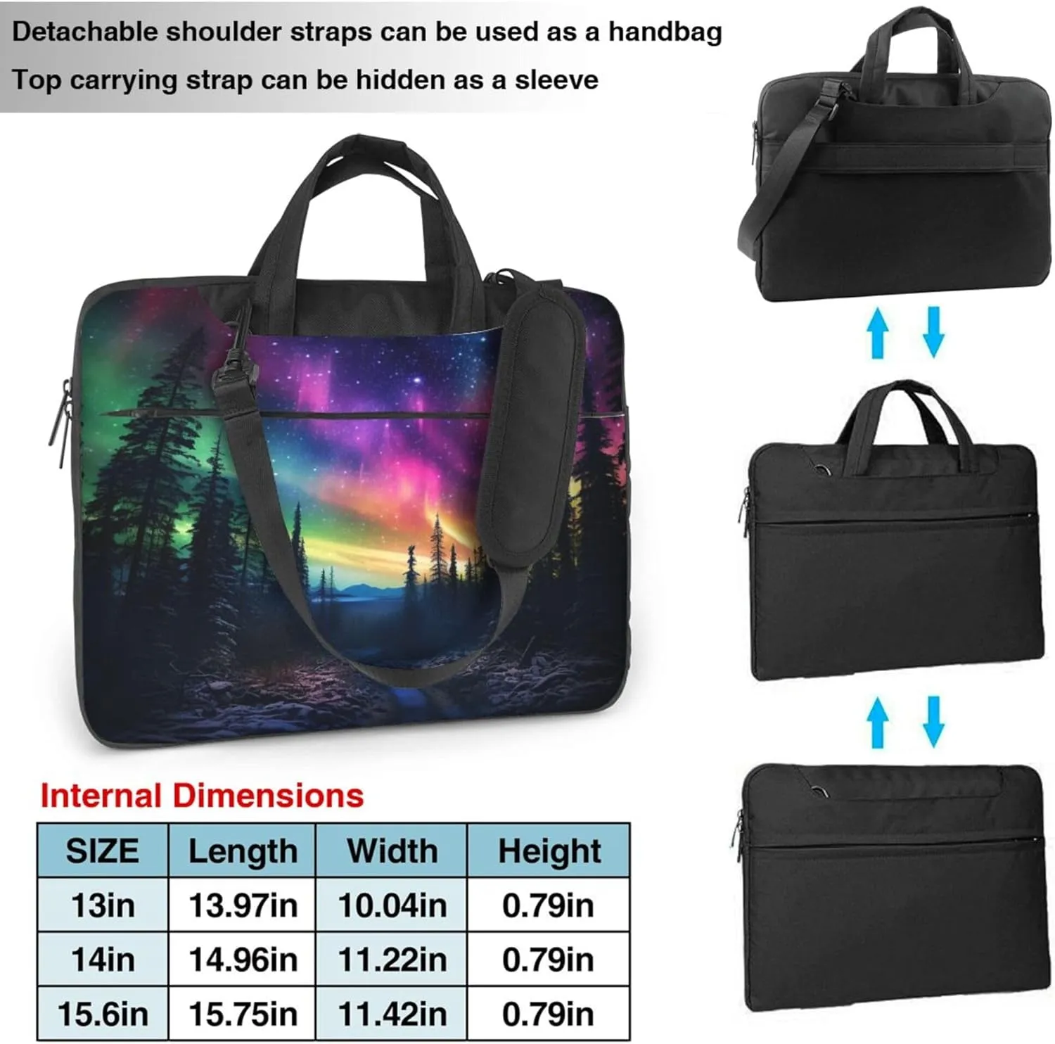Galaxy Forest Light Laptop Shoulder Bag for Women, Starry Night Laptop Sleeve Case Durable Computer Bag
