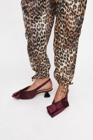 Ganni Bow Kitten Heel Pumps - Dark Burgundy