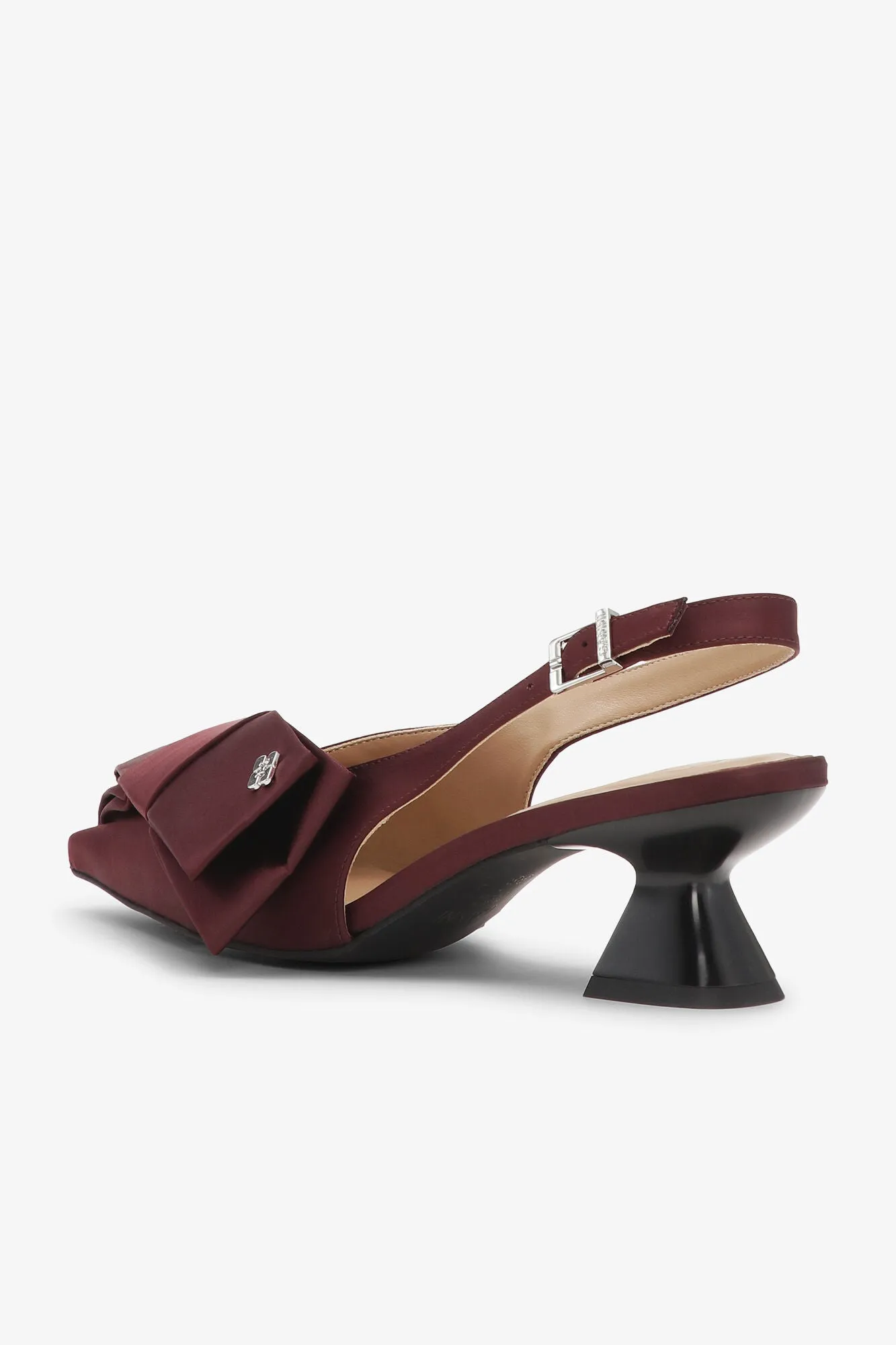 Ganni Bow Kitten Heel Pumps - Dark Burgundy