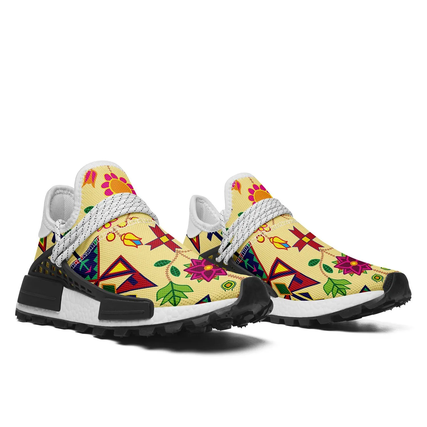 Geometric Floral Spring Vanilla Okaki Sneakers