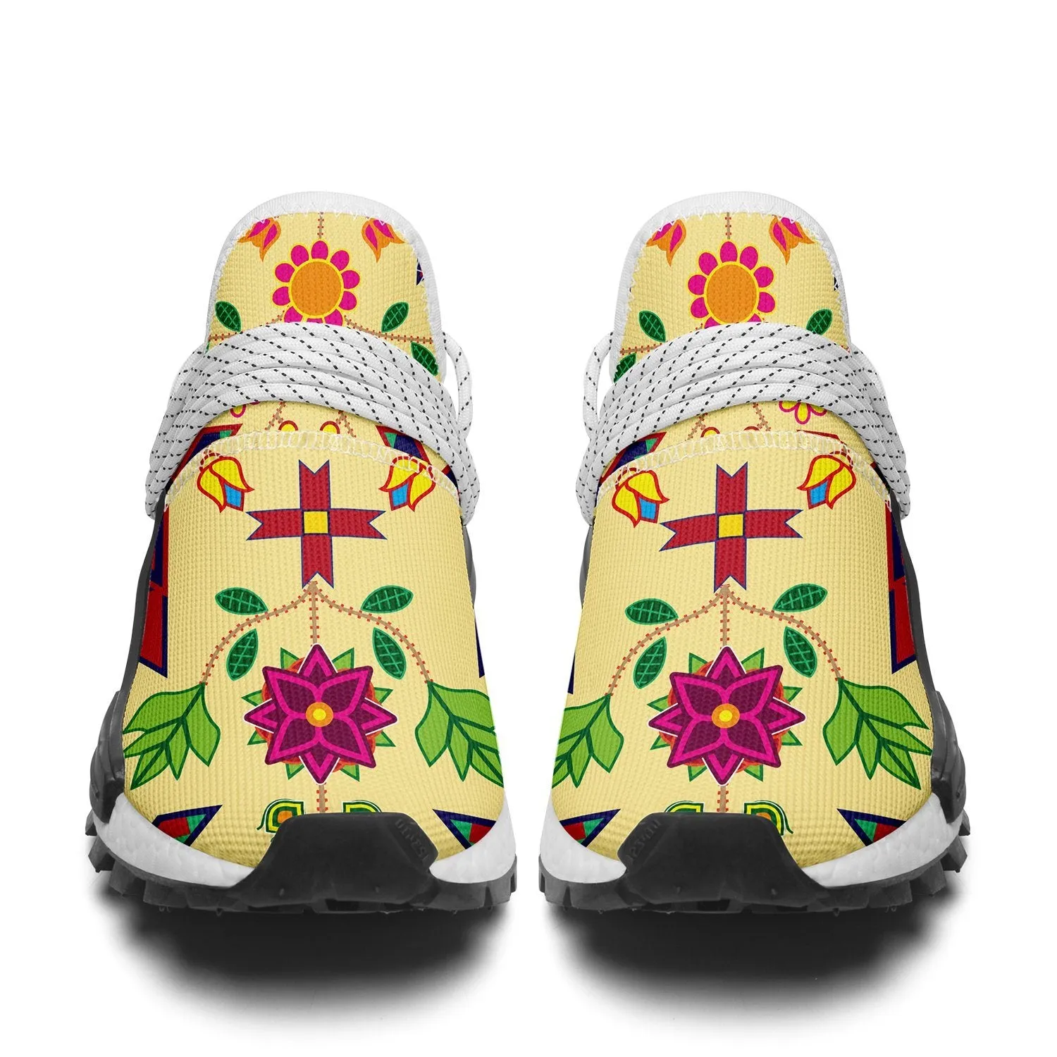 Geometric Floral Spring Vanilla Okaki Sneakers