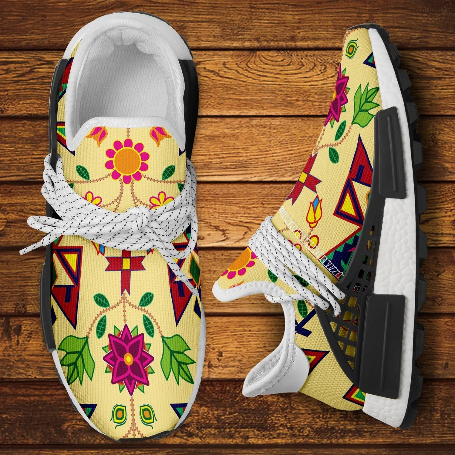 Geometric Floral Spring Vanilla Okaki Sneakers