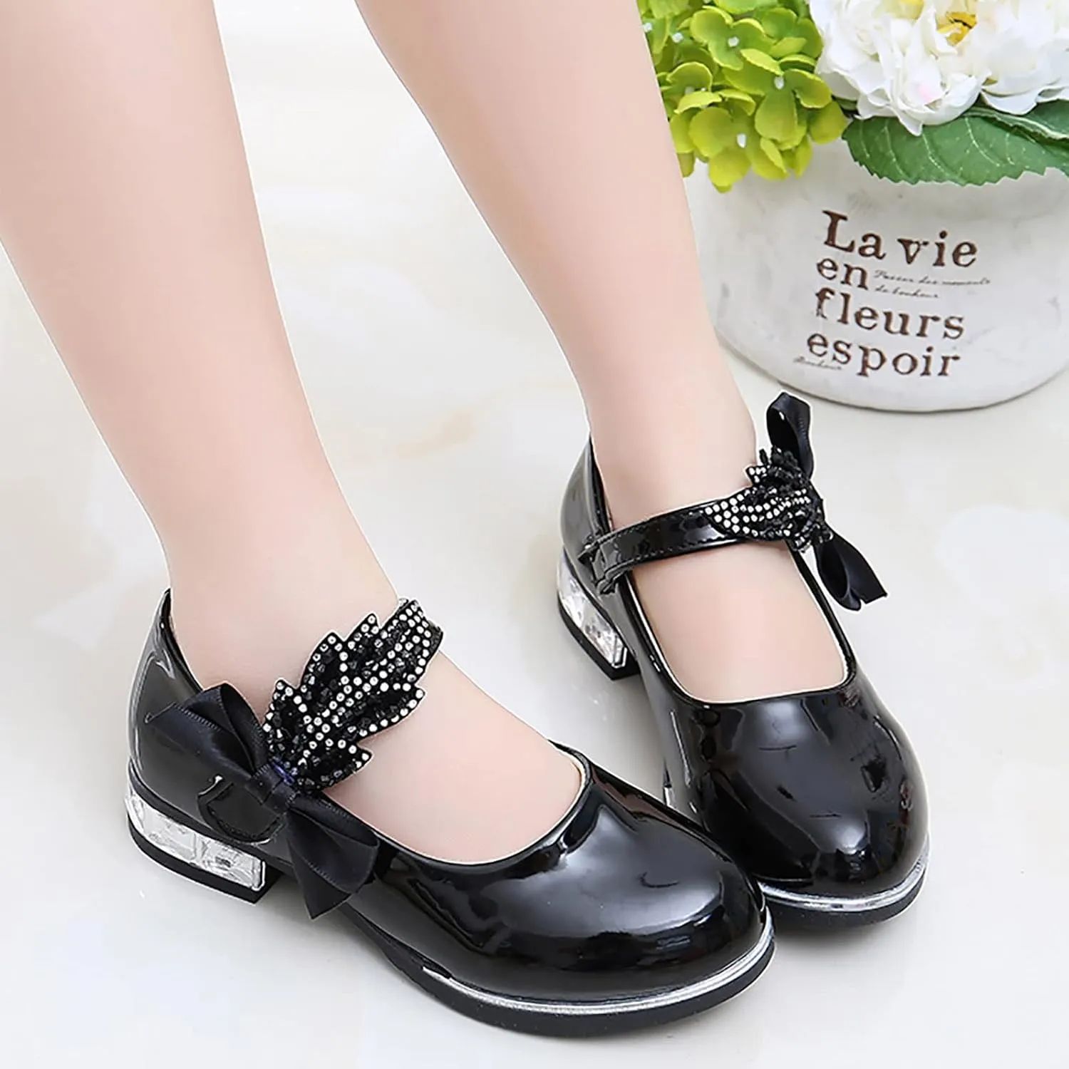 Girls Infant Dress Mary Jane Flat Little/Big Kids Low Heel Princess Hook And Loop Dress Party Wedding Shoes