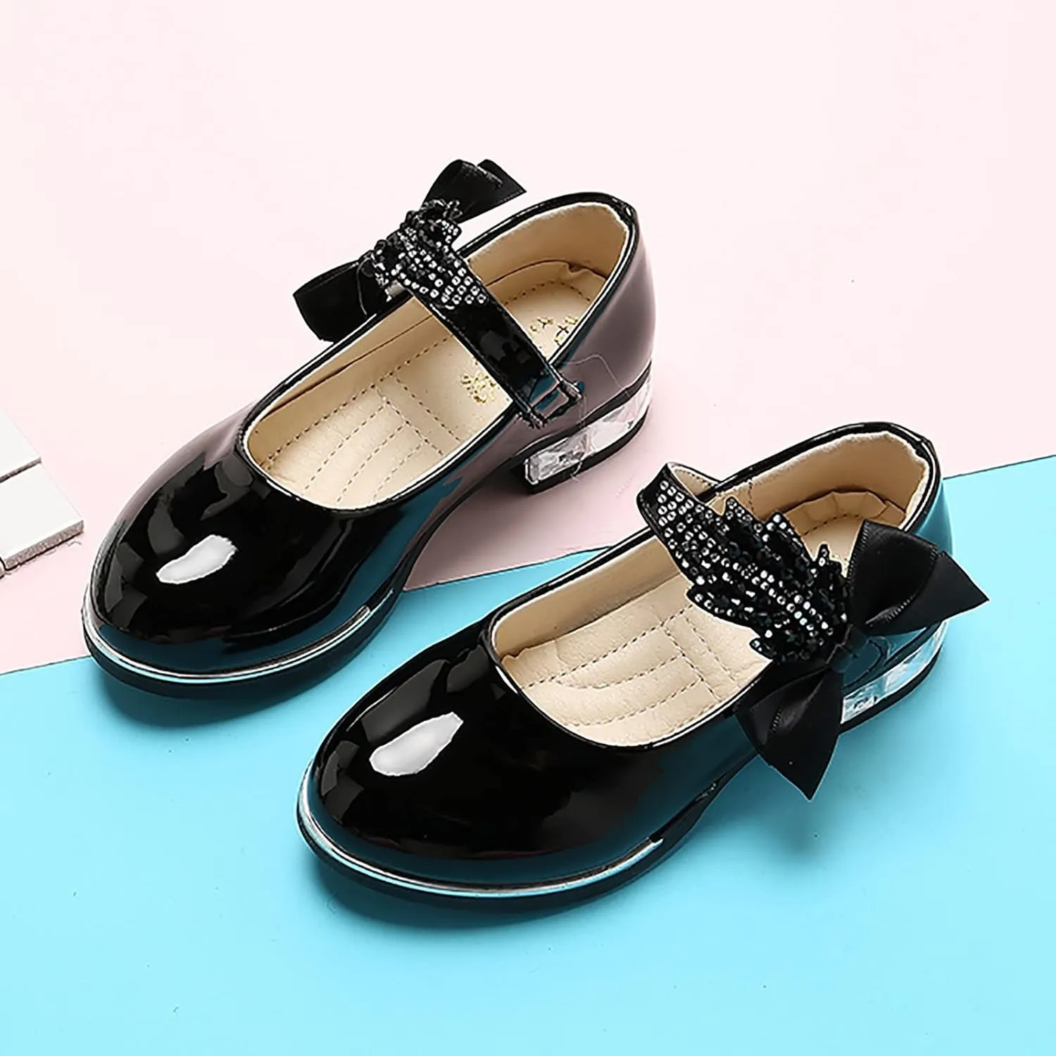 Girls Infant Dress Mary Jane Flat Little/Big Kids Low Heel Princess Hook And Loop Dress Party Wedding Shoes