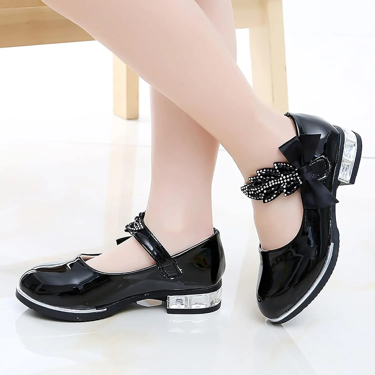 Girls Infant Dress Mary Jane Flat Little/Big Kids Low Heel Princess Hook And Loop Dress Party Wedding Shoes