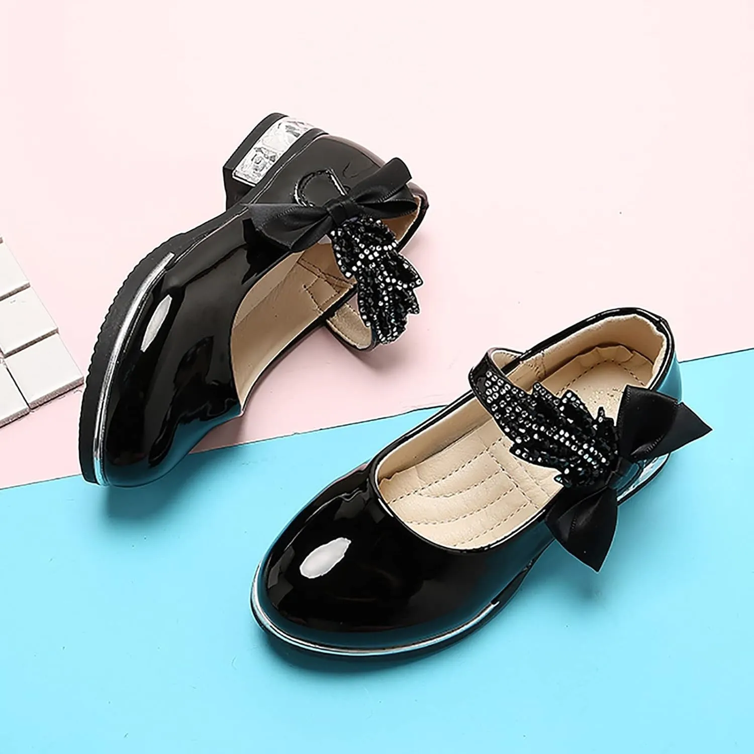 Girls Infant Dress Mary Jane Flat Little/Big Kids Low Heel Princess Hook And Loop Dress Party Wedding Shoes