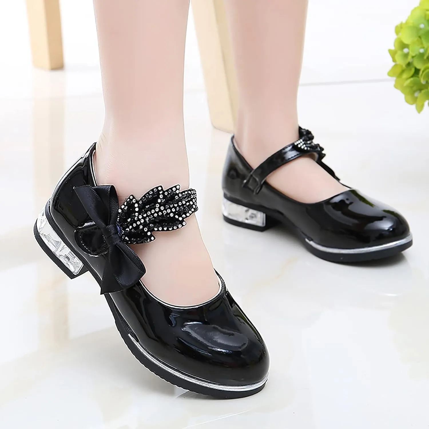 Girls Infant Dress Mary Jane Flat Little/Big Kids Low Heel Princess Hook And Loop Dress Party Wedding Shoes
