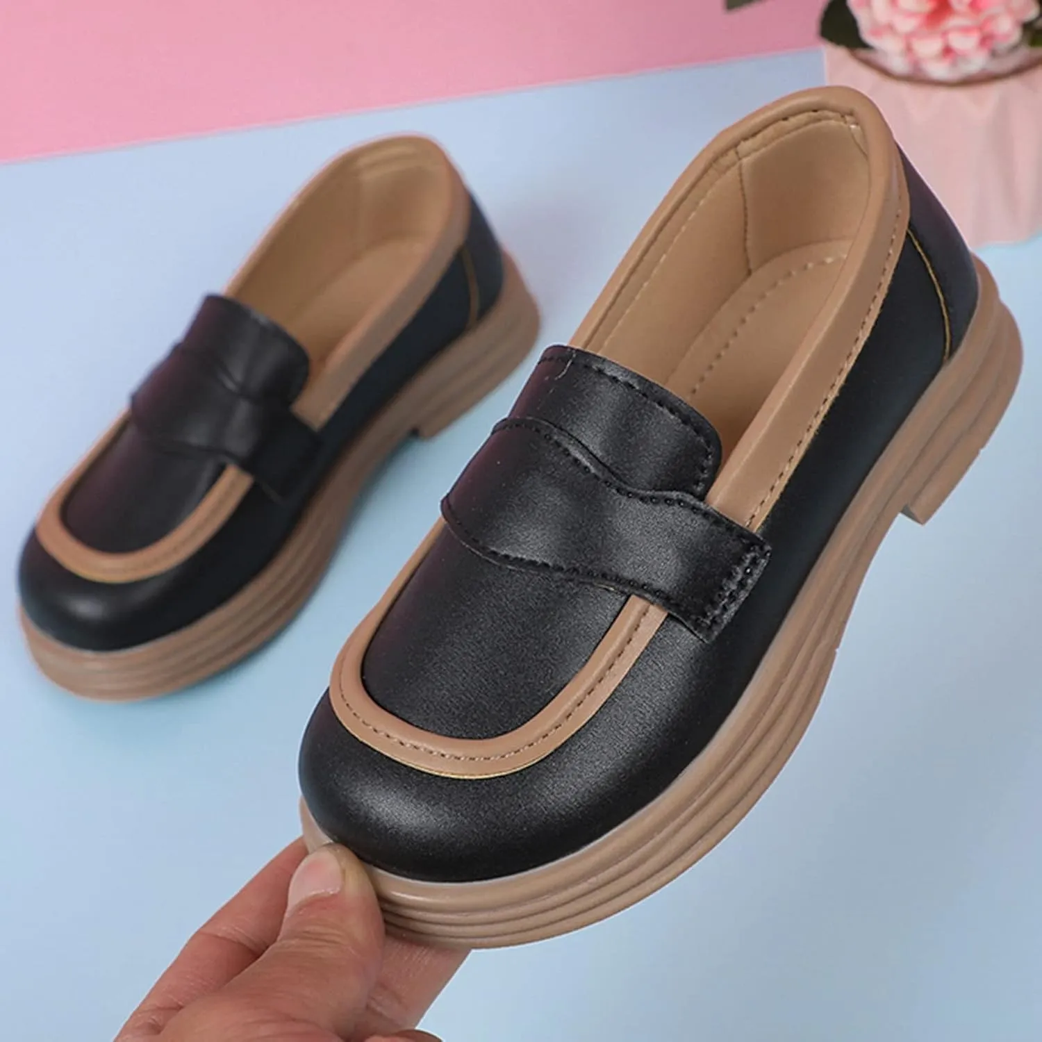 Girls School Mary Jane Shoes Chunky Heel Platform Slip On Fashion Casual Walking Shoes for Little Child 2t Girl Shoes