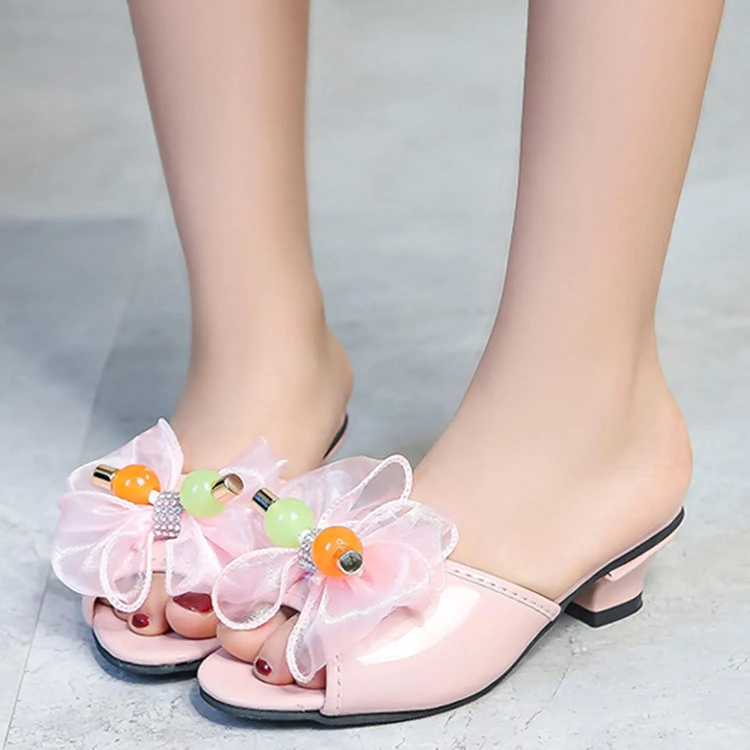 Girls Slippers Size 6 Big Girls Toddler Little Kid Girls Flower Crystal Pump Slippers for Girls Outdoor