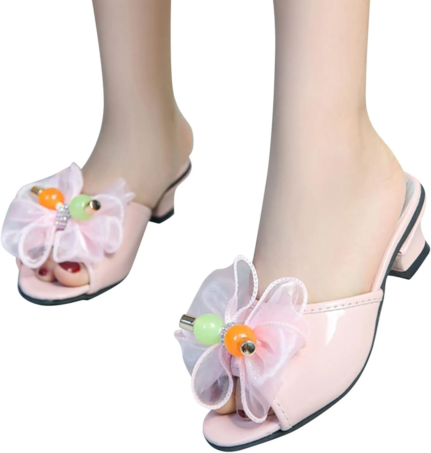 Girls Slippers Size 6 Big Girls Toddler Little Kid Girls Flower Crystal Pump Slippers for Girls Outdoor
