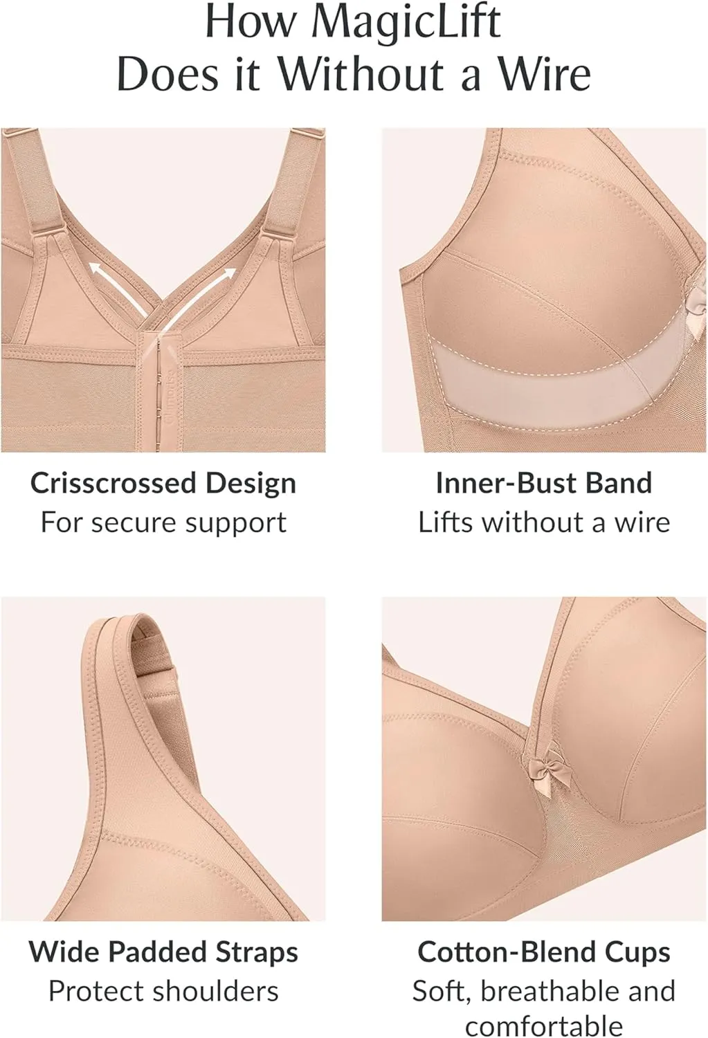 Glamorise Women's MagicLift Active Support Bra Wirefree 1005