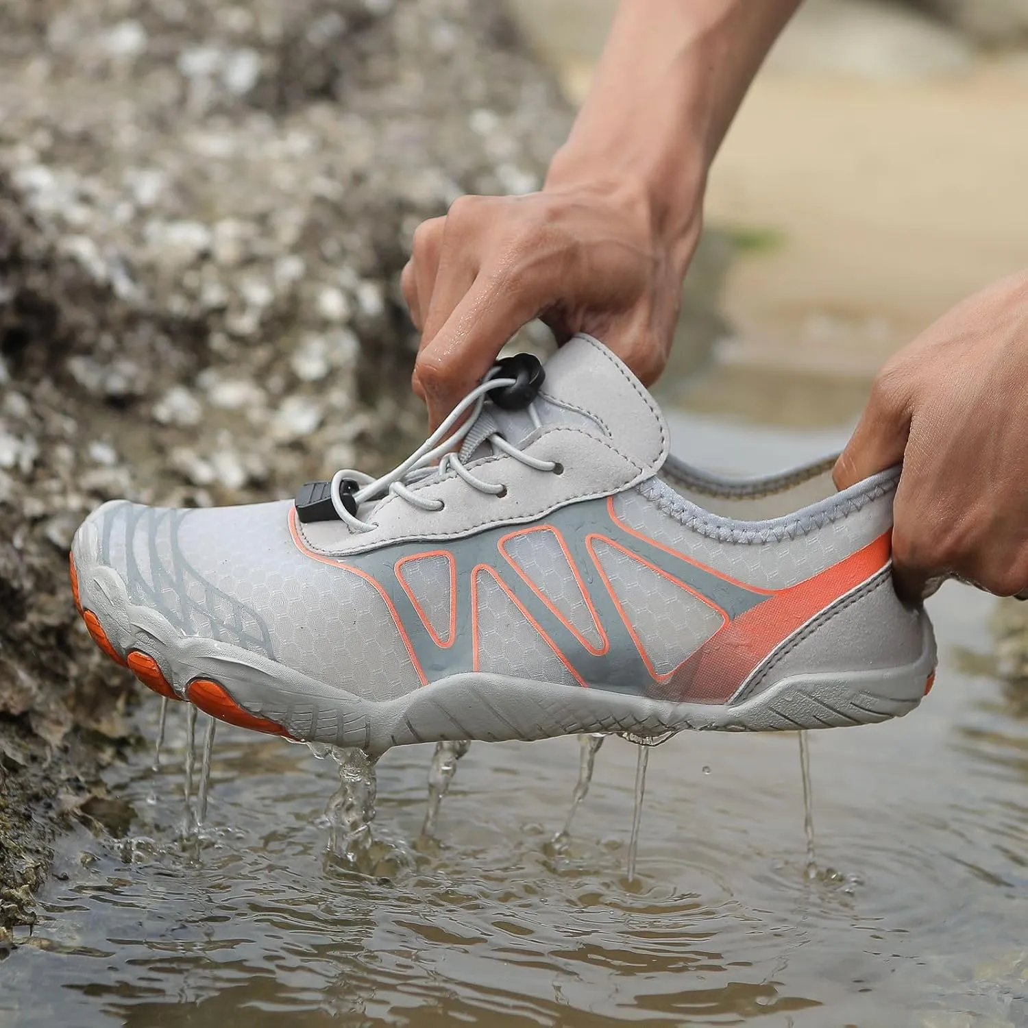 Grounding Shoes for Women Summer Quick Dry Non-Slip Athletic Hiking Shoes Round Toe Barefoot Footwear Beach Pool Aqua Surf Swim Outdoor Casual Walking Shoe Sneaker