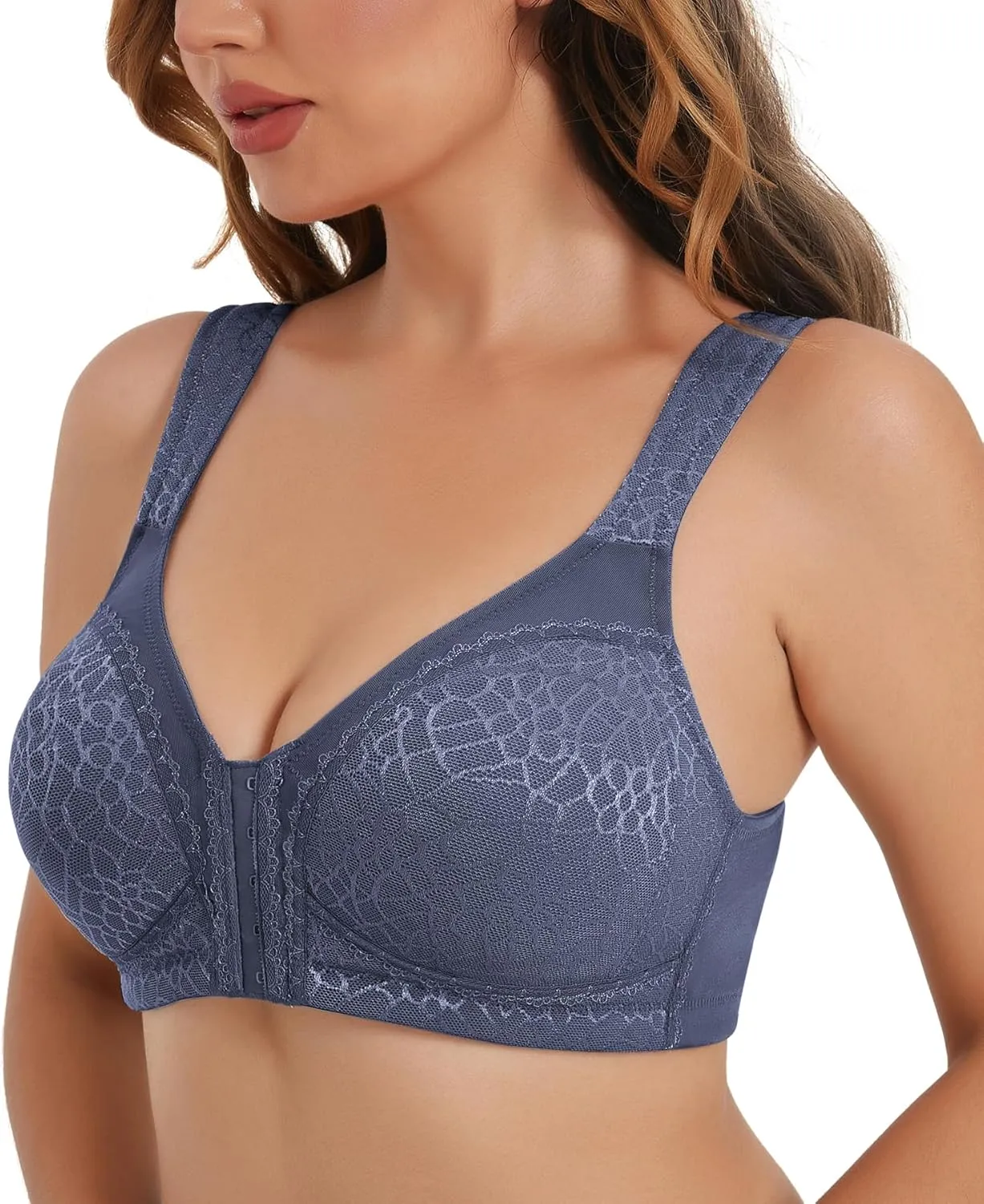 HACI Front Closure Posture Bra Back Support Unpadded Wireless Support Everyday