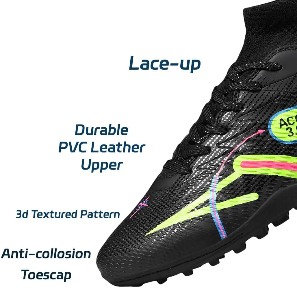 HESBITEUL Soccer Cleats Faux Fur for Winter: High Top Football Cleats for Firm Ground