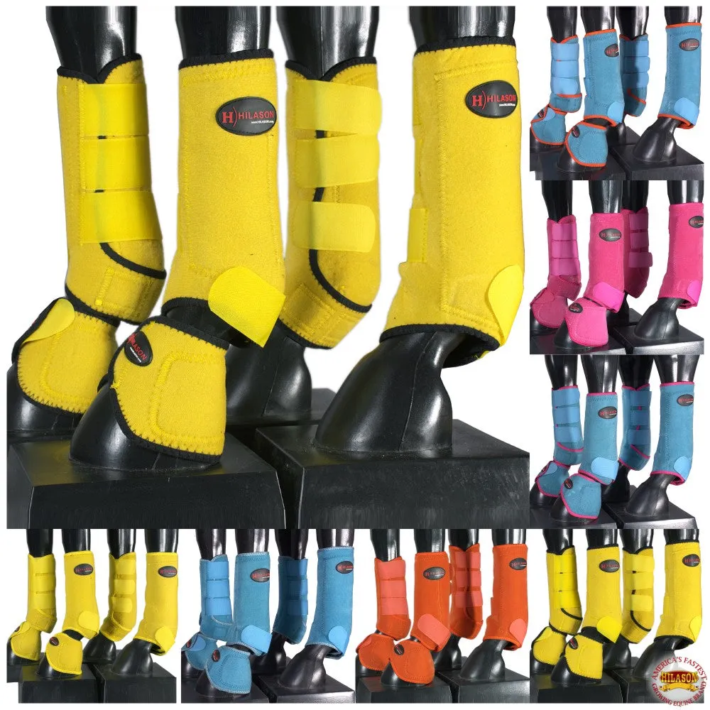 HILASON L M S Horse Front Rear Hind Leg Sport Boots & Bell Boots 6 Pack