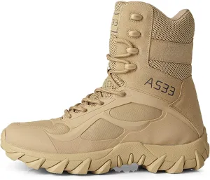 hongrenamz Hiking Boots Men's Waterproof High Top Lightweight Non-Slip Trekking Trail Outdoor Sport Shoes for Adults Sand-EU43/US9