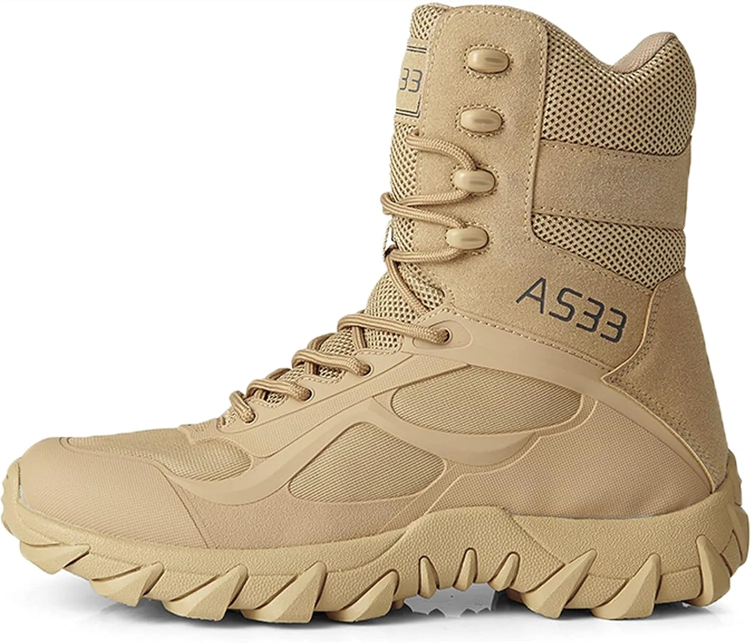 hongrenamz Hiking Boots Men's Waterproof High Top Lightweight Non-Slip Trekking Trail Outdoor Sport Shoes for Adults Sand-EU43/US9