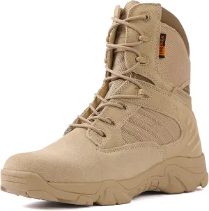 hongrenamz Men's Hiking Boots Waterproof High Rise Outdoor Walking Lace Up Anti-Slip Ankle Boots Camping Trekking Shoes-Sand||EU38/US6.5
