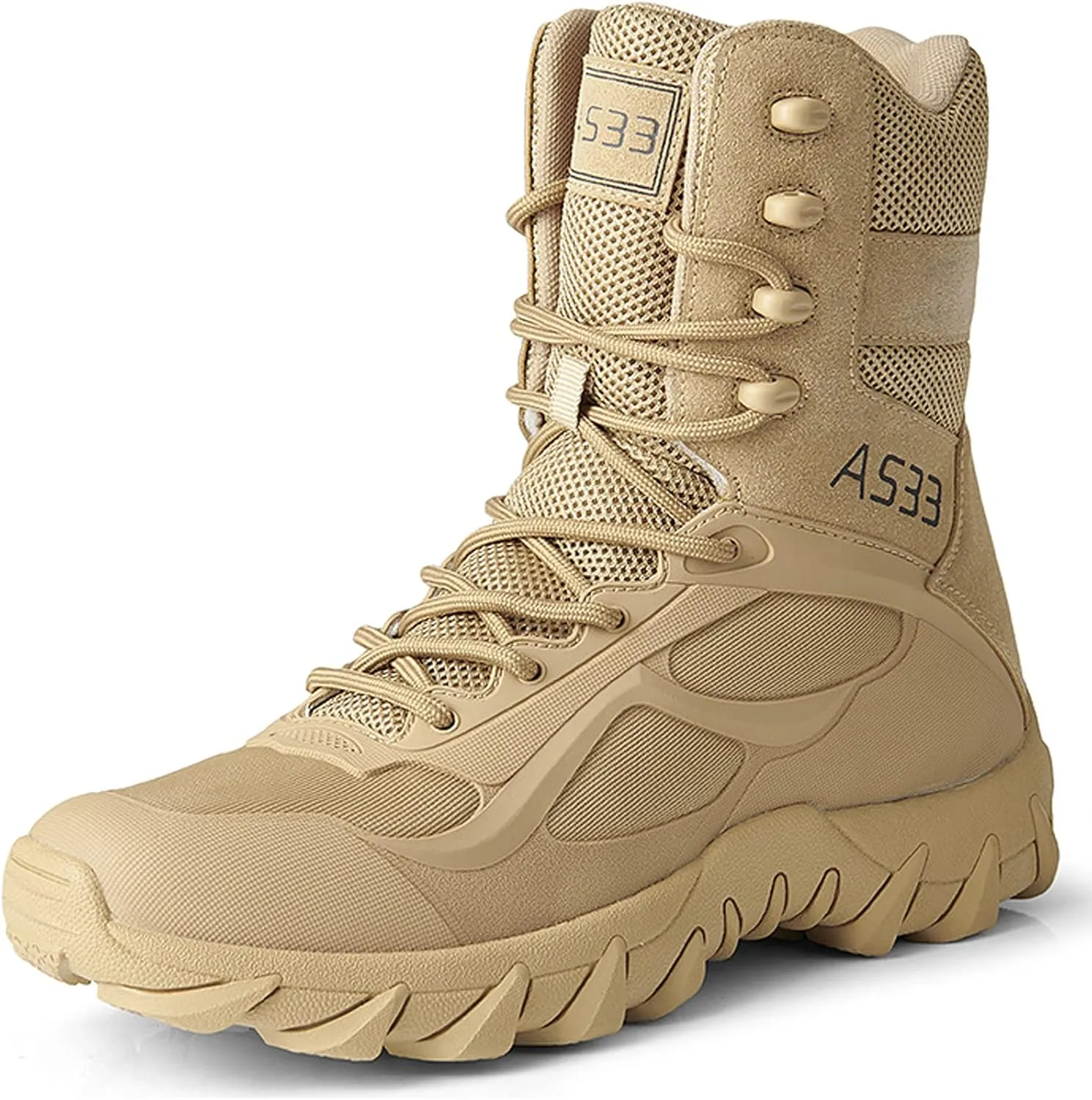 hongrenamz Men's Hiking Boots Waterproof High Top Outdoor Walking Lace Up Anti-Slip Breathable Ankle Boots Casual Camping Trekking Shoes Sand-EU39/US7