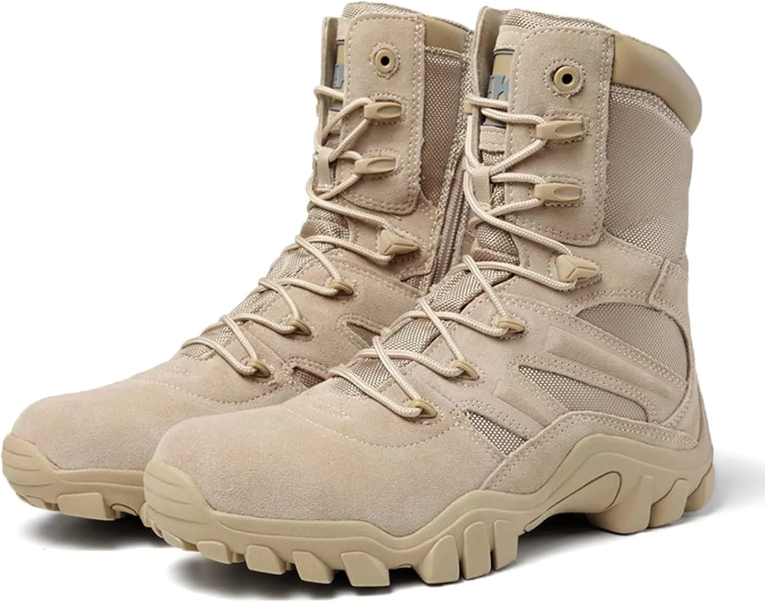 hongrenamz Mens Walking Boots High Top Waterproof Walking Outdoor Camping Shoes Travel Trekking Trails Sand-EU44/US10
