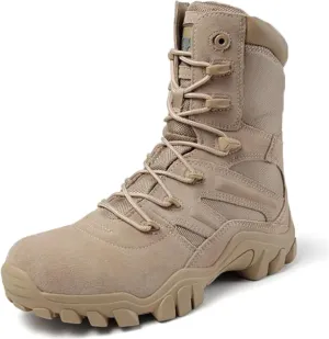 hongrenamz Mens Walking Boots High Top Waterproof Walking Outdoor Camping Shoes Travel Trekking Trails Sand-EU44/US10