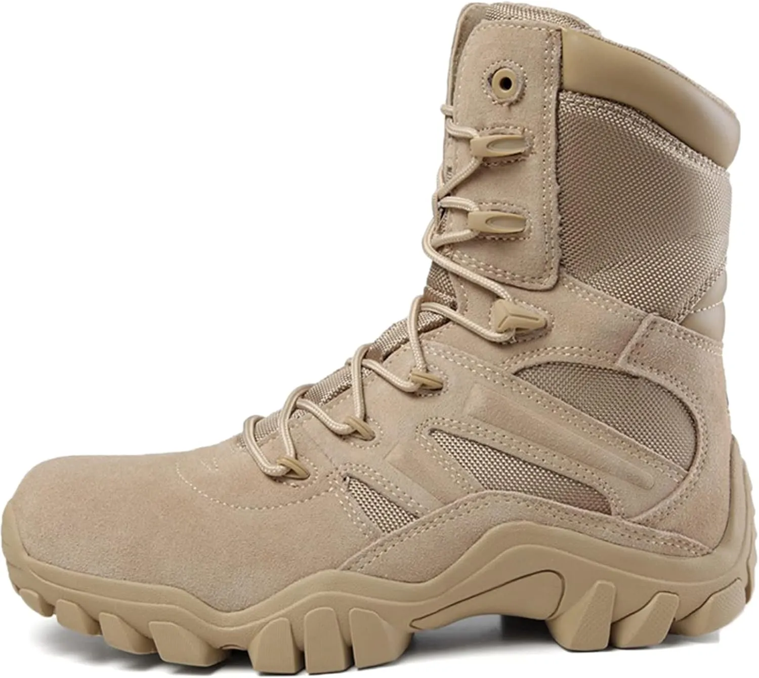 hongrenamz Mens Walking Boots High Top Waterproof Walking Outdoor Camping Shoes Travel Trekking Trails Sand-EU44/US10