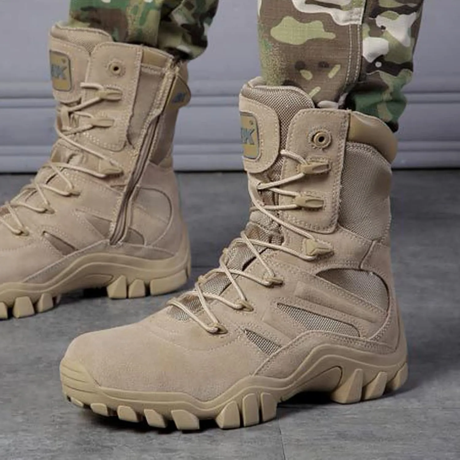 hongrenamz Mens Walking Boots High Top Waterproof Walking Outdoor Camping Shoes Travel Trekking Trails Sand-EU44/US10