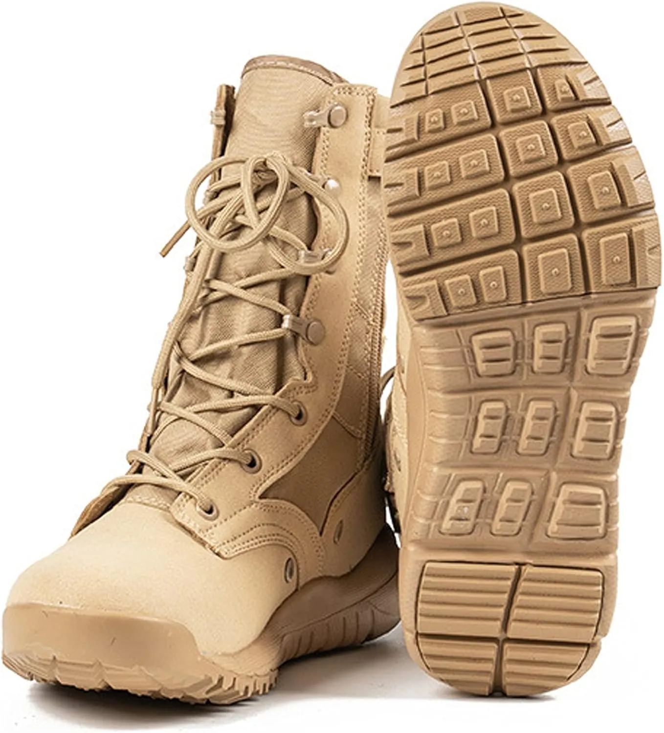 hongrenamz Men's Waterproof Hiking Boots Lightweight Non-Slip High Top Trekking Walking Shoes-Sand||EU40/US7.5