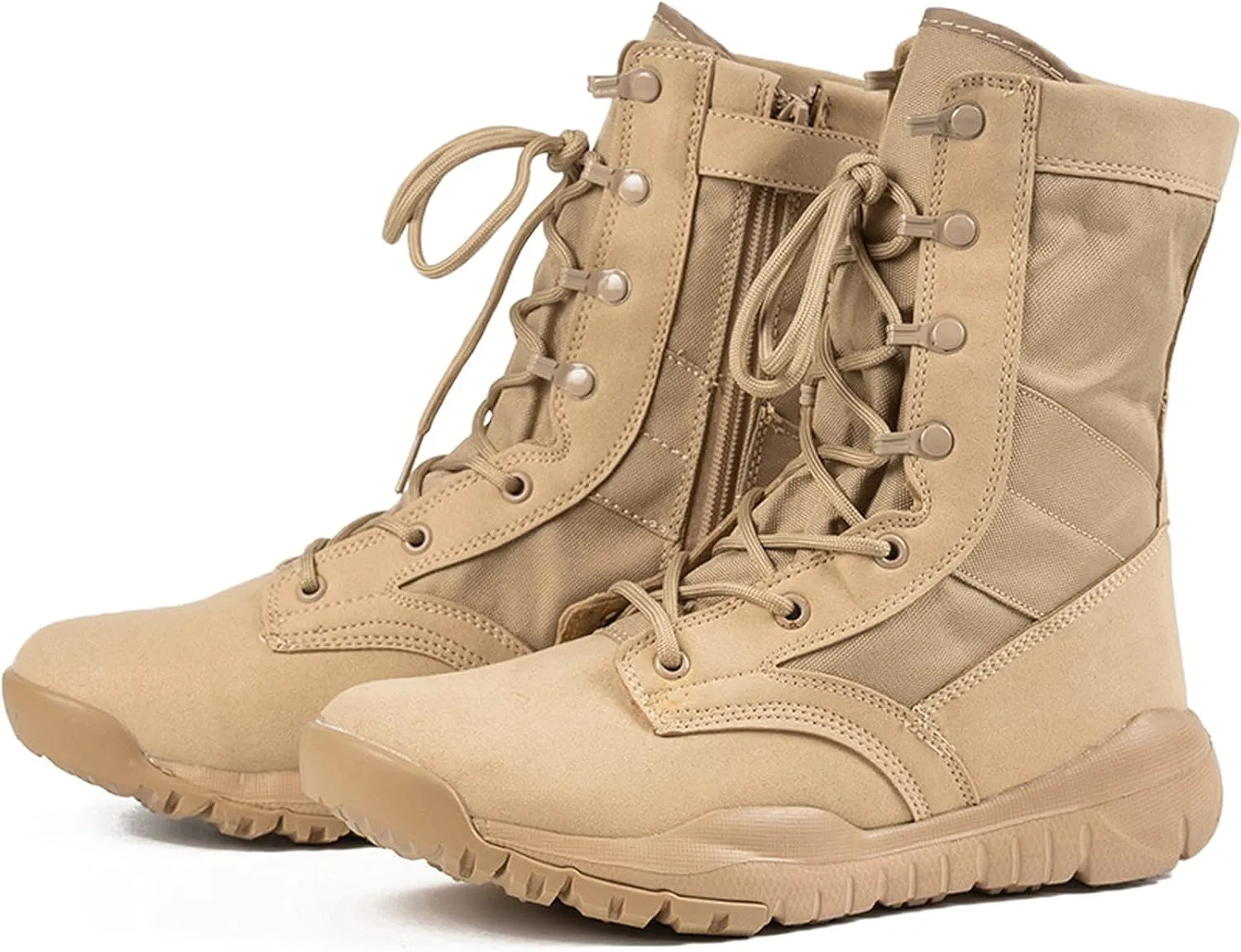 hongrenamz Men's Waterproof Hiking Boots Lightweight Non-Slip High Top Trekking Walking Shoes-Sand||EU40/US7.5