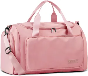 HOTOR Gym Bag for Men and Women - Travel Duffle Bag with Shoe Compartment and Waterproof Pocket, Carry on Luggage with Trolley Sleeve for Sports, Weekend Trips, Pink, 19.7"  9.8"  11.8"