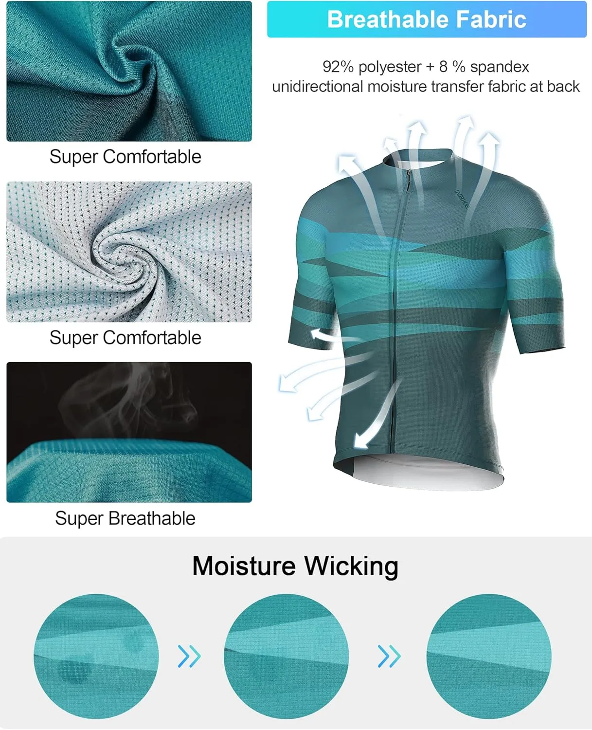 INBIKE Cycling Jersey Pro Race Fit Bike Bicycle Shirt Men Top Lightweight Reflective Quick Dry
