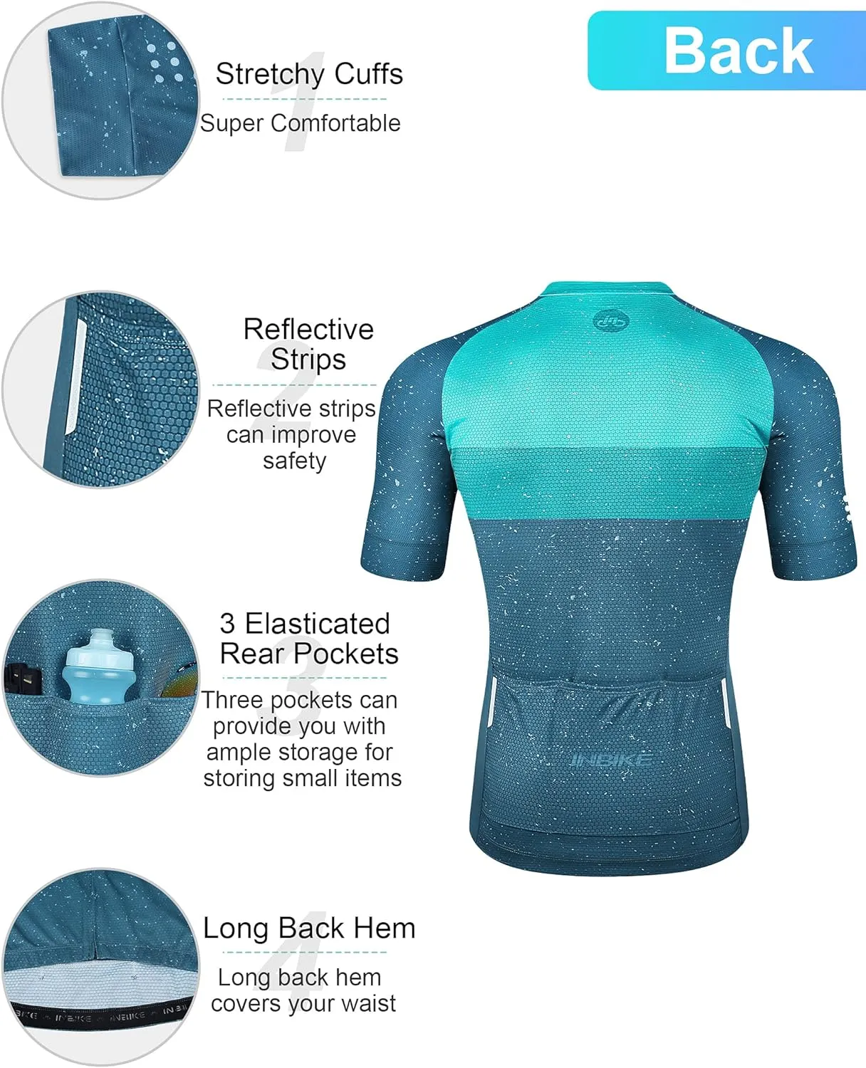 INBIKE Cycling Jersey Pro Race Fit Bike Bicycle Shirt Men Top Lightweight Reflective Quick Dry