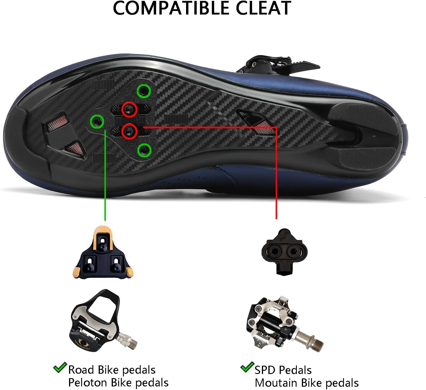 Indoor Cycling Shoes for Men Women Compatible with Peloton Bike Pre-Installed with Look Delta Cleats Outdoor Road Biking