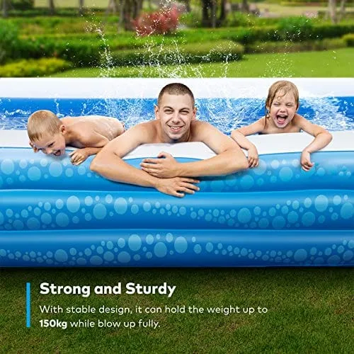 Inflatable Swimming Pool, Hesung 118" X 69" X 21" Full-Sized Family Kiddie Blow up Pool for Kids, Adults, Baby, Children, Thick Wear-Resistant Big Above Ground, Garden, Backyard Water Party for Age 3 