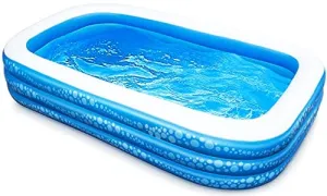Inflatable Swimming Pool, Hesung 118" X 69" X 21" Full-Sized Family Kiddie Blow up Pool for Kids, Adults, Baby, Children, Thick Wear-Resistant Big Above Ground, Garden, Backyard Water Party for Age 3 