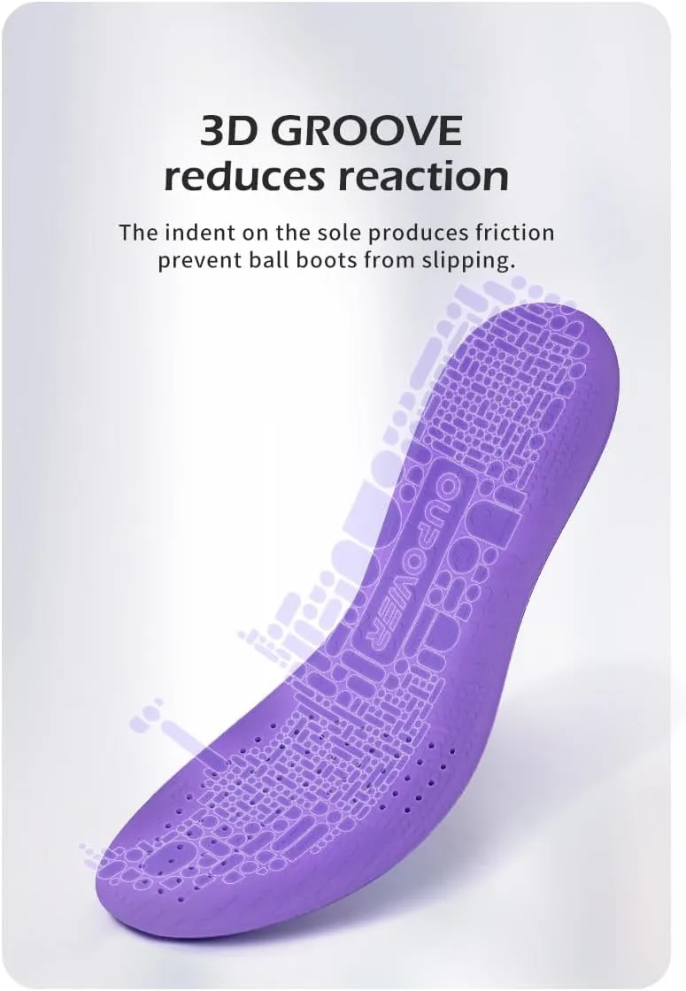 Insoles for Soccer Cleats Shock Absorption Arch Supports Anti-Slip Breathable for Men Women Boy Girl Kids-Purple (US7.5-8)