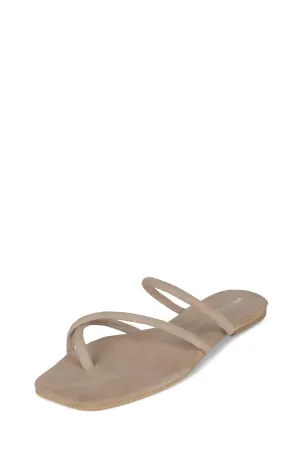 Jeffrey Campbell Rania Natural Suede Flip Flop Open Toe Strappy Flat Sandals