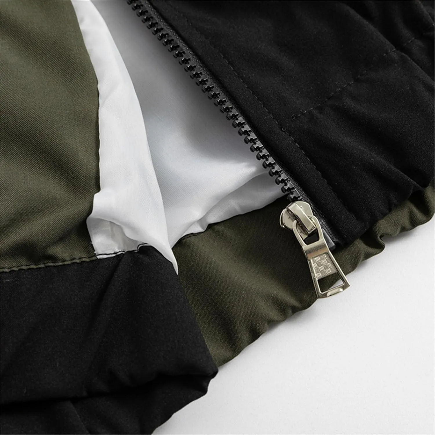 JEsilunmaMY Men's Color Block Casual Bomber Jacket Long Sleeve Lightweight Hooded Sportswear Zip Up Winter Warm Windbreaker