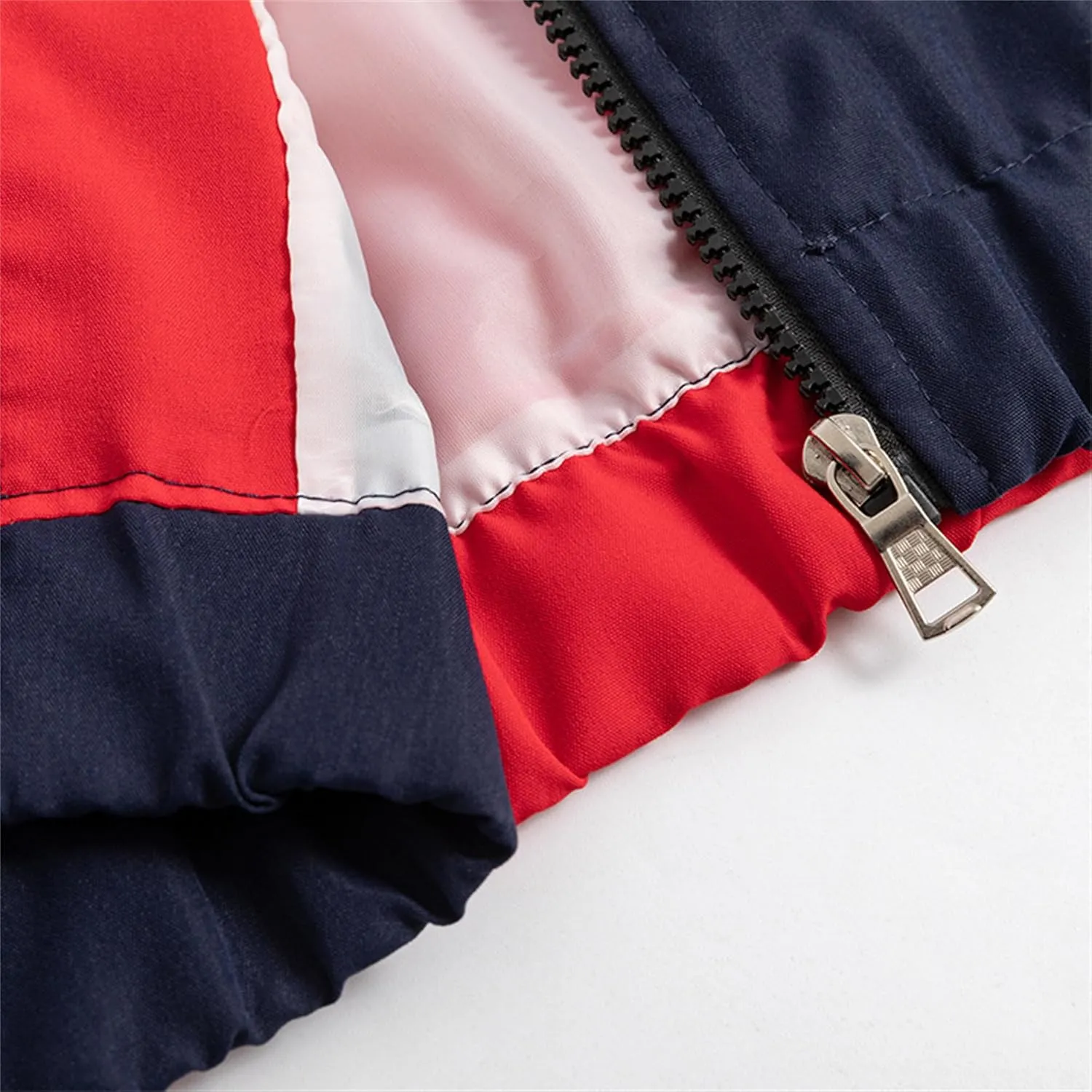 JEsilunmaMY Men's Color Block Casual Bomber Jacket Long Sleeve Lightweight Hooded Sportswear Zip Up Winter Warm Windbreaker
