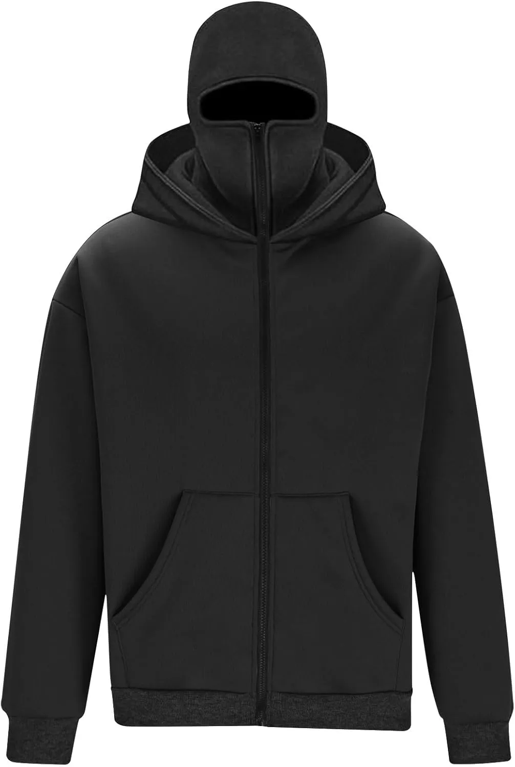 JIEMUXIU Zip Up Hoodie Men Casual Fashion Atnletic Pullover Sportwear Lightweight Cargo Hooded Sweatshirts with Face Mask